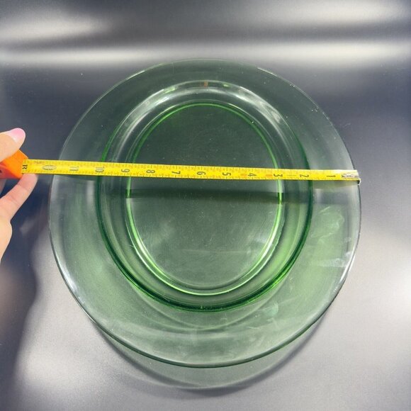 1960s Long Uranium Green Depression Glass Tray Dish Large Glass UV Glow 15”Long - Picture 8 of 15